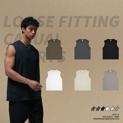 2025 summer new quick dry sports breathable loose men's sleeveless undershirt t-shirt
