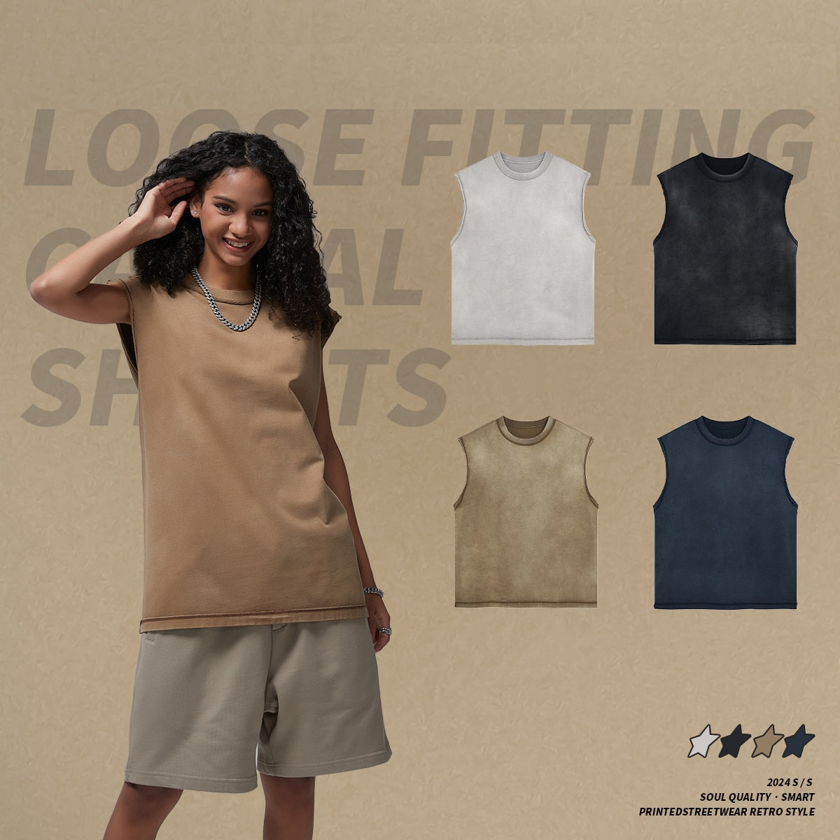 2025 Summer Men's Airbrush Washed Retro