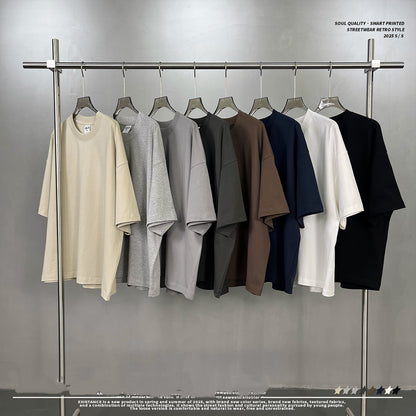 Tide “Boxy” version of the simple cotton basic paragraph T-shirt loose men and women short-sleeved