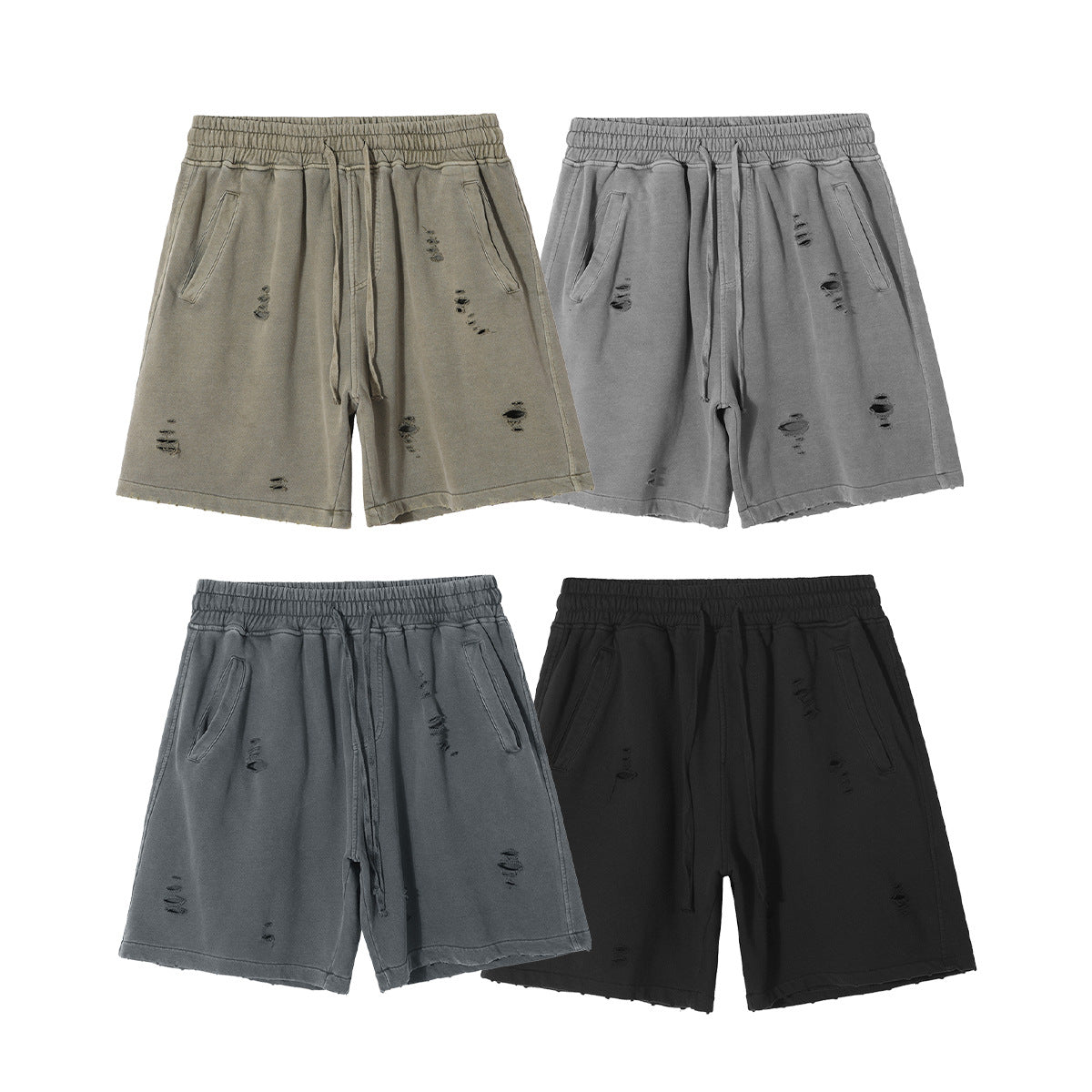 2025 new Europe and the United States high street wind heavy washing do old loose shorts men tide cut retro shorts