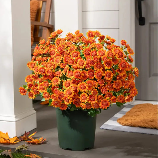 💥Last Day Each - Artificial Outdoor Sunset Mums Flowers - Waterproof, Windproof