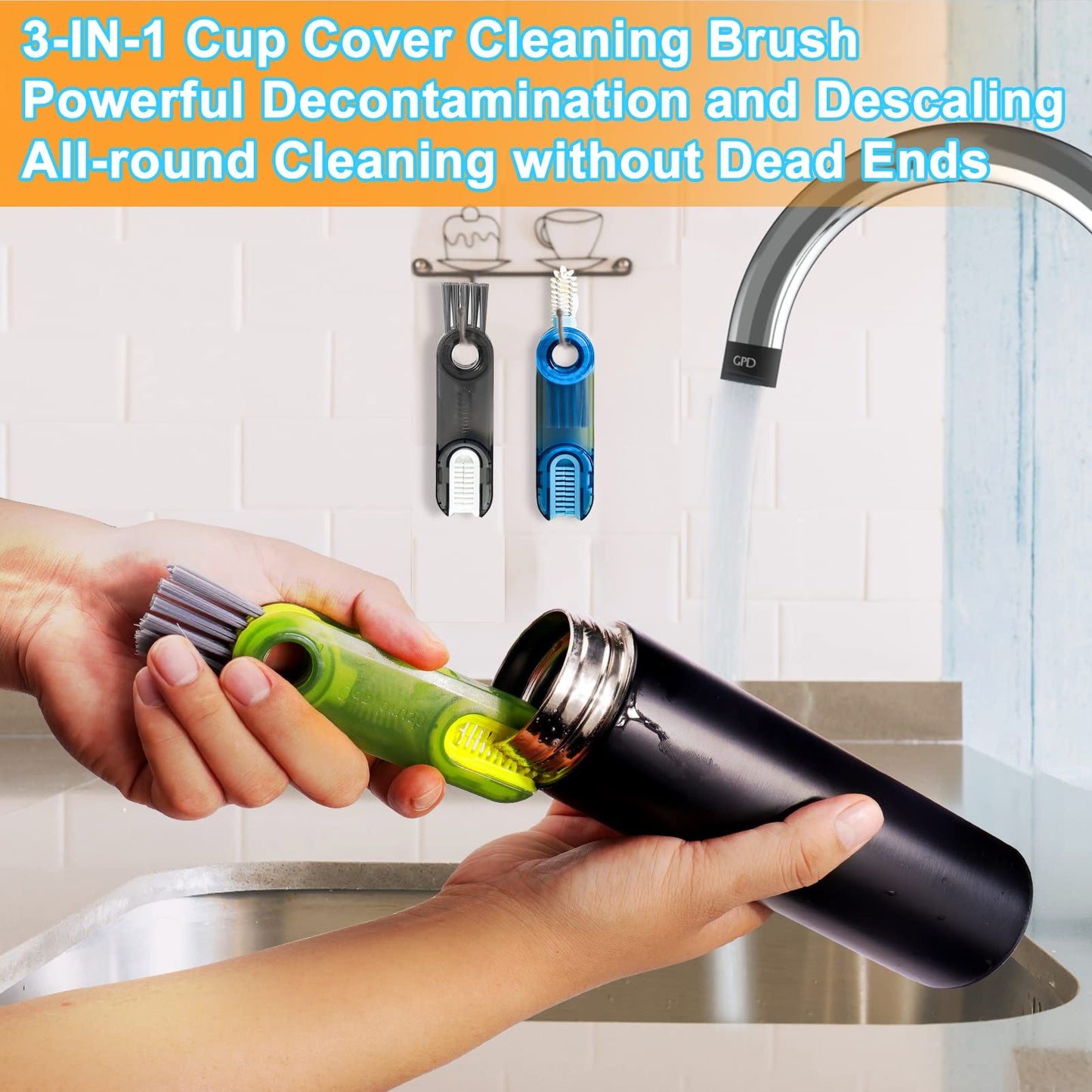 🔥3 in 1 Multipurpose Bottle Gap Cleaner Brush,🛒💨3 Pack Cup Cover Cleaning Brush,Cup Crevice Cleaning Tools,Water Bottle Cleaner Brush