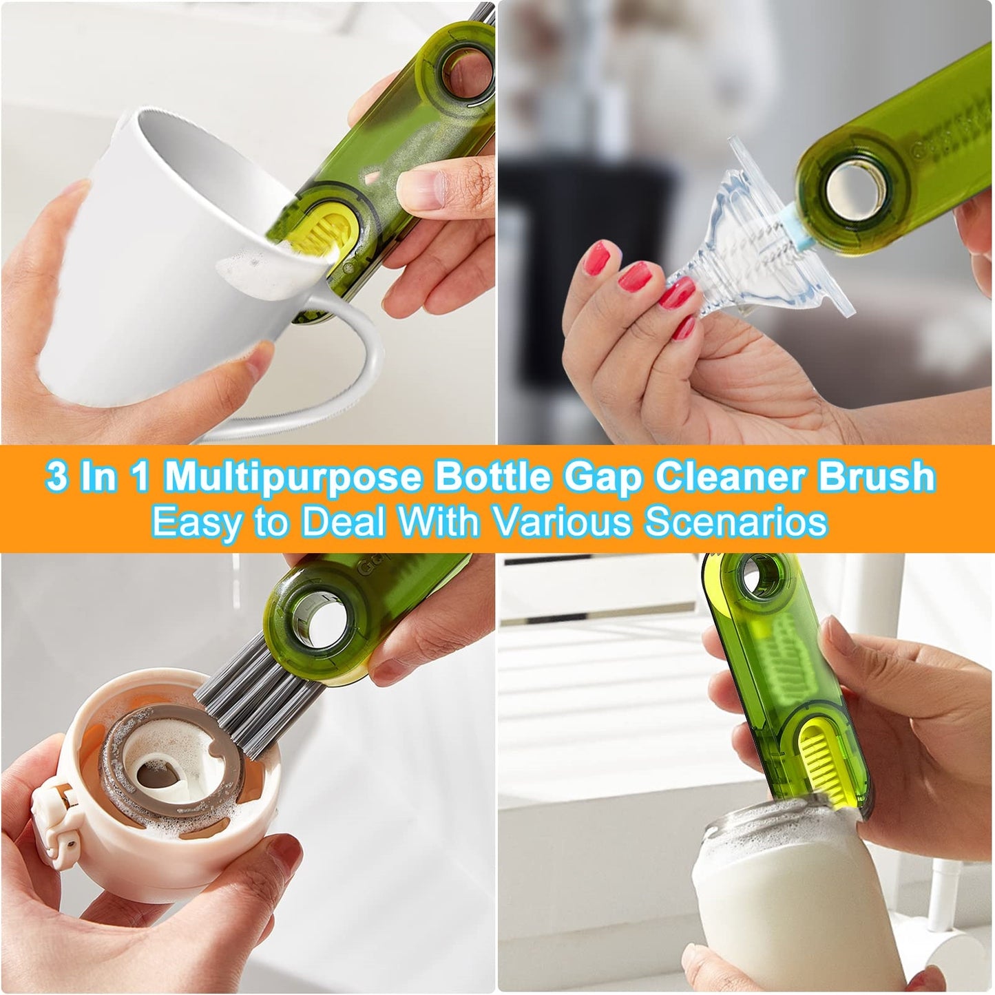🔥3 in 1 Multipurpose Bottle Gap Cleaner Brush,🛒💨3 Pack Cup Cover Cleaning Brush,Cup Crevice Cleaning Tools,Water Bottle Cleaner Brush