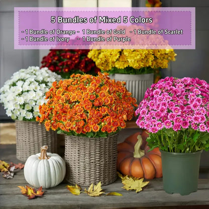 💥Last Day Each - Artificial Outdoor Sunset Mums Flowers - Waterproof, Windproof