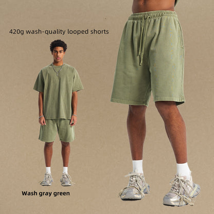 420g wash-quality looped shorts