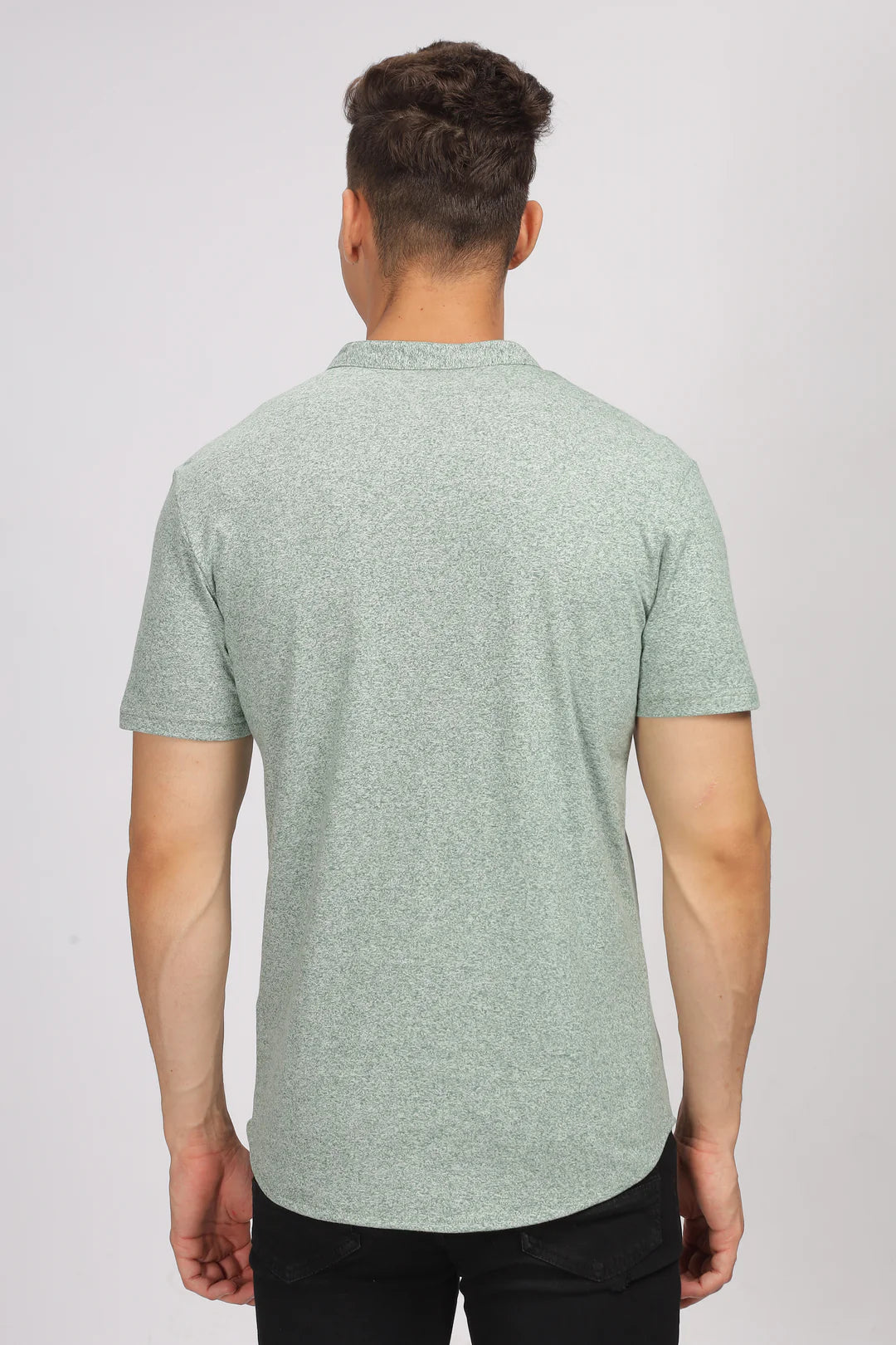 Green Melange Cotton Knit Shirt