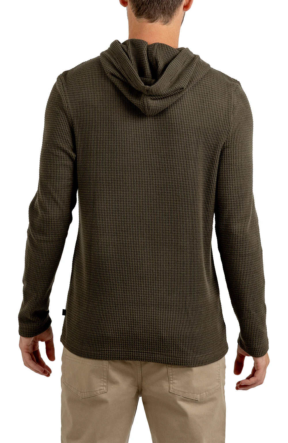 RF CABIN-LONG SLEEVE HOODED WAFFLE HENLEY W/ KANGAROO PKT