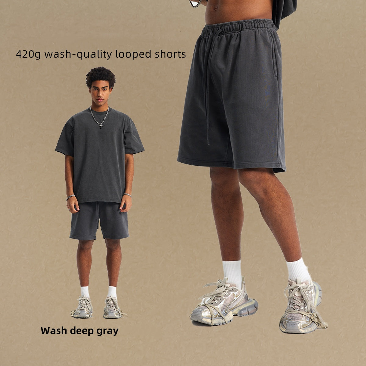 420g wash-quality looped shorts