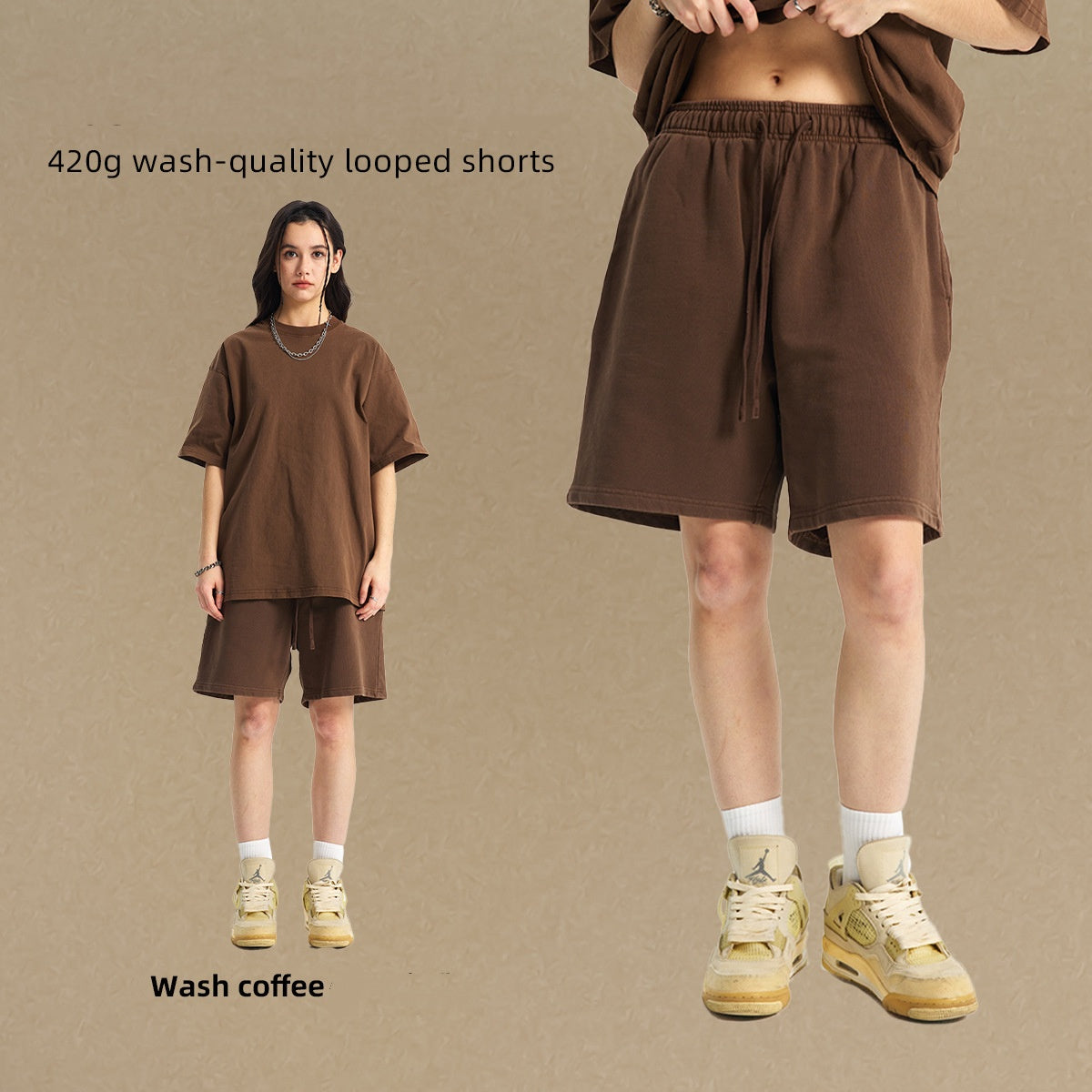 420g wash-quality looped shorts