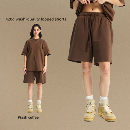 420g wash-quality looped shorts