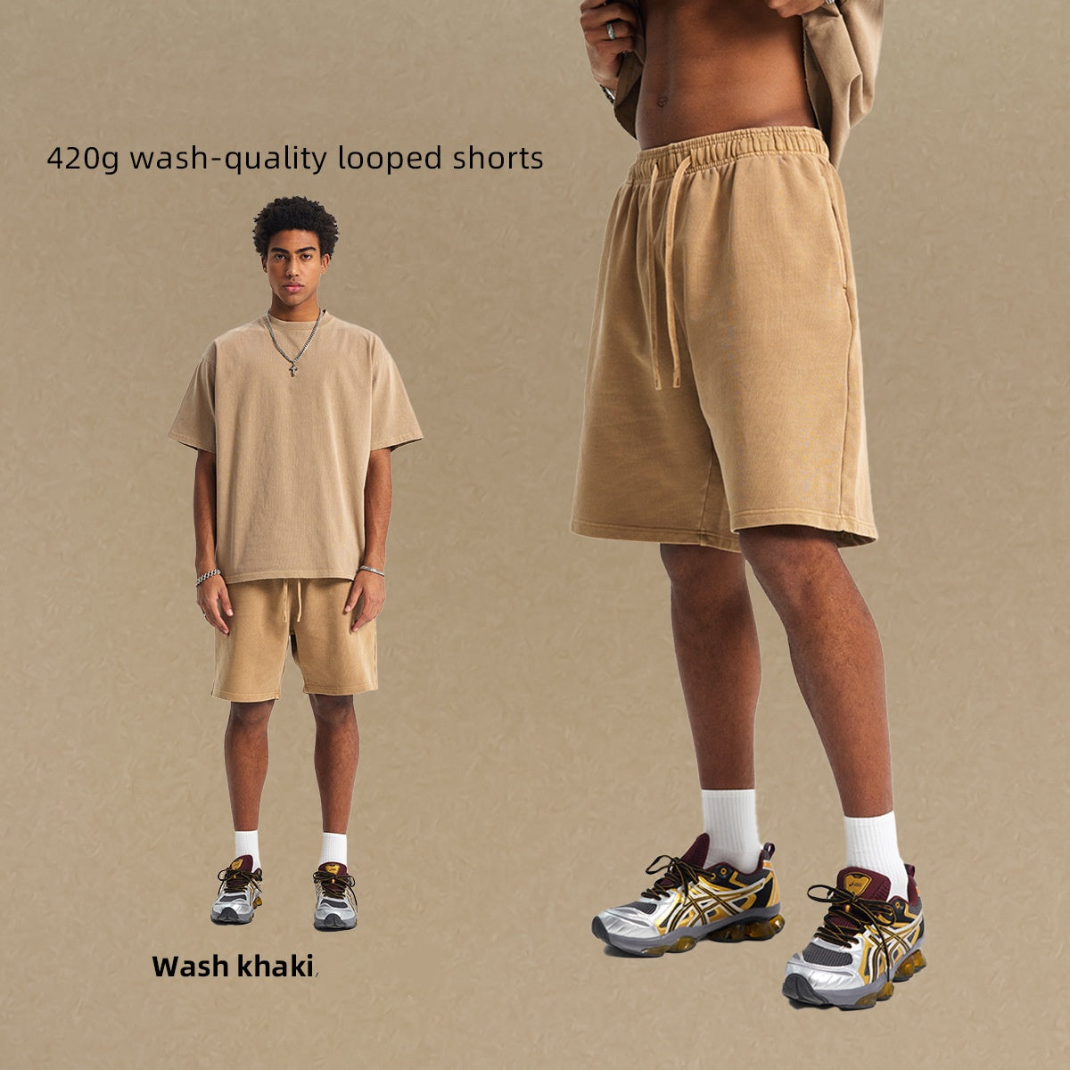 420g wash-quality looped shorts