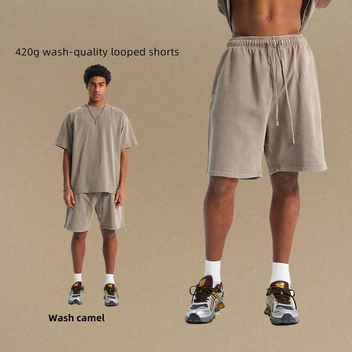 420g wash-quality looped shorts