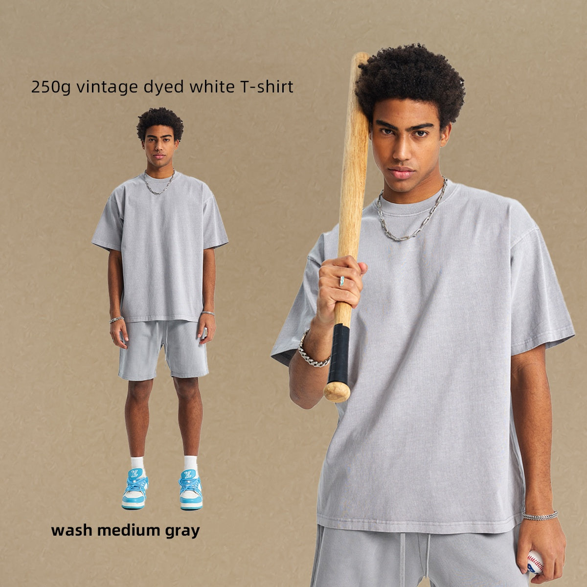 250g vintage dyed white T-shirt