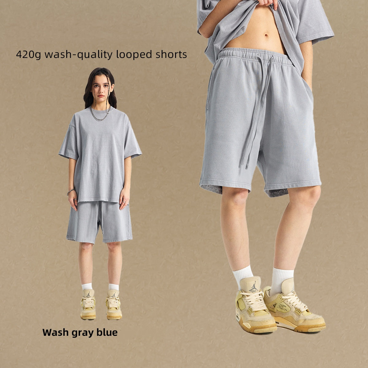 420g wash-quality looped shorts