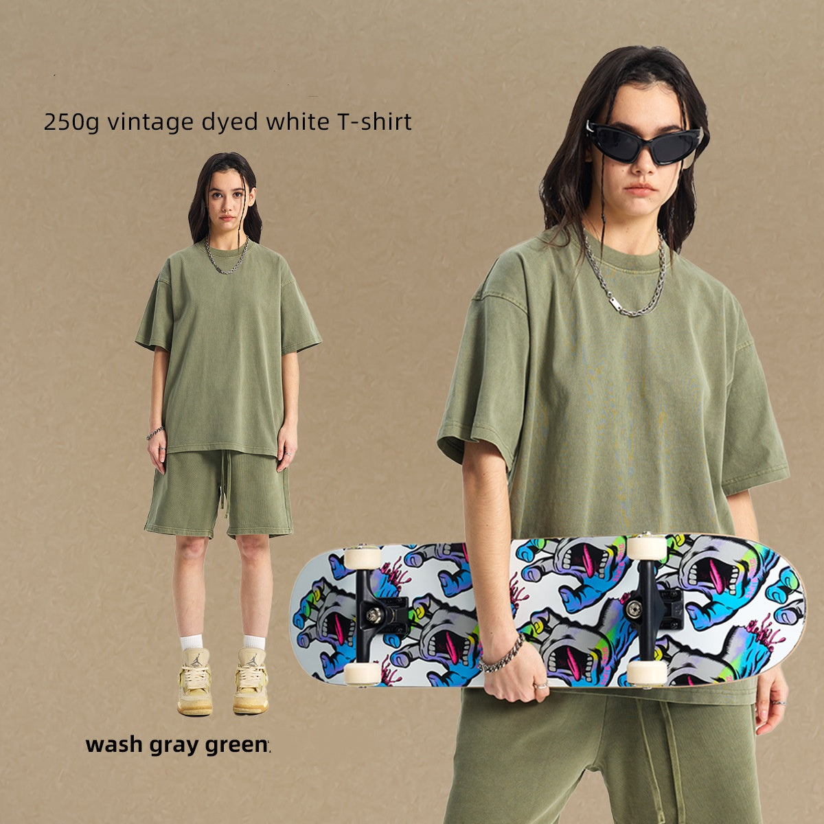 250g vintage dyed white T-shirt