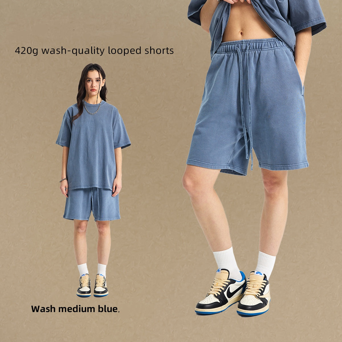 420g wash-quality looped shorts