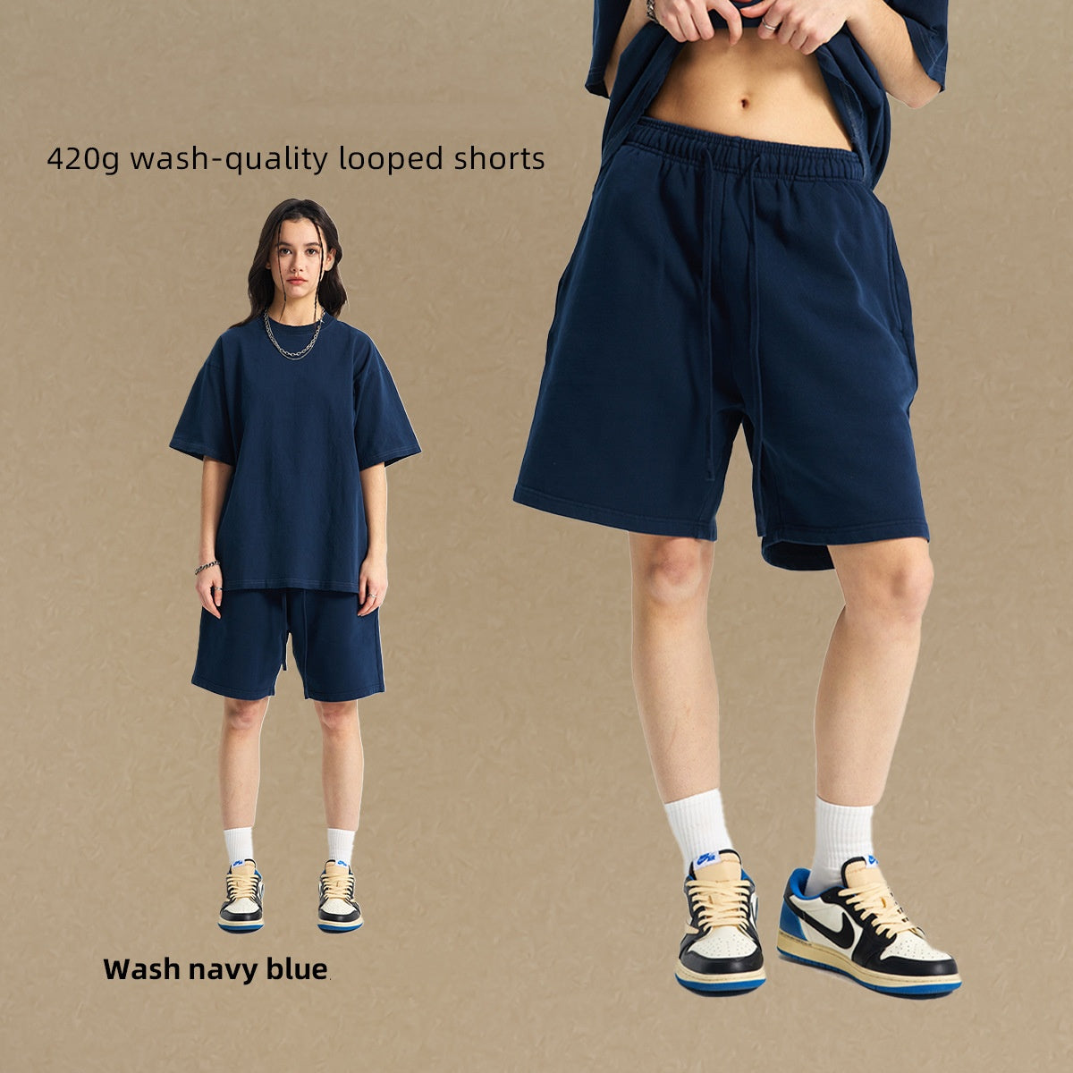 420g wash-quality looped shorts