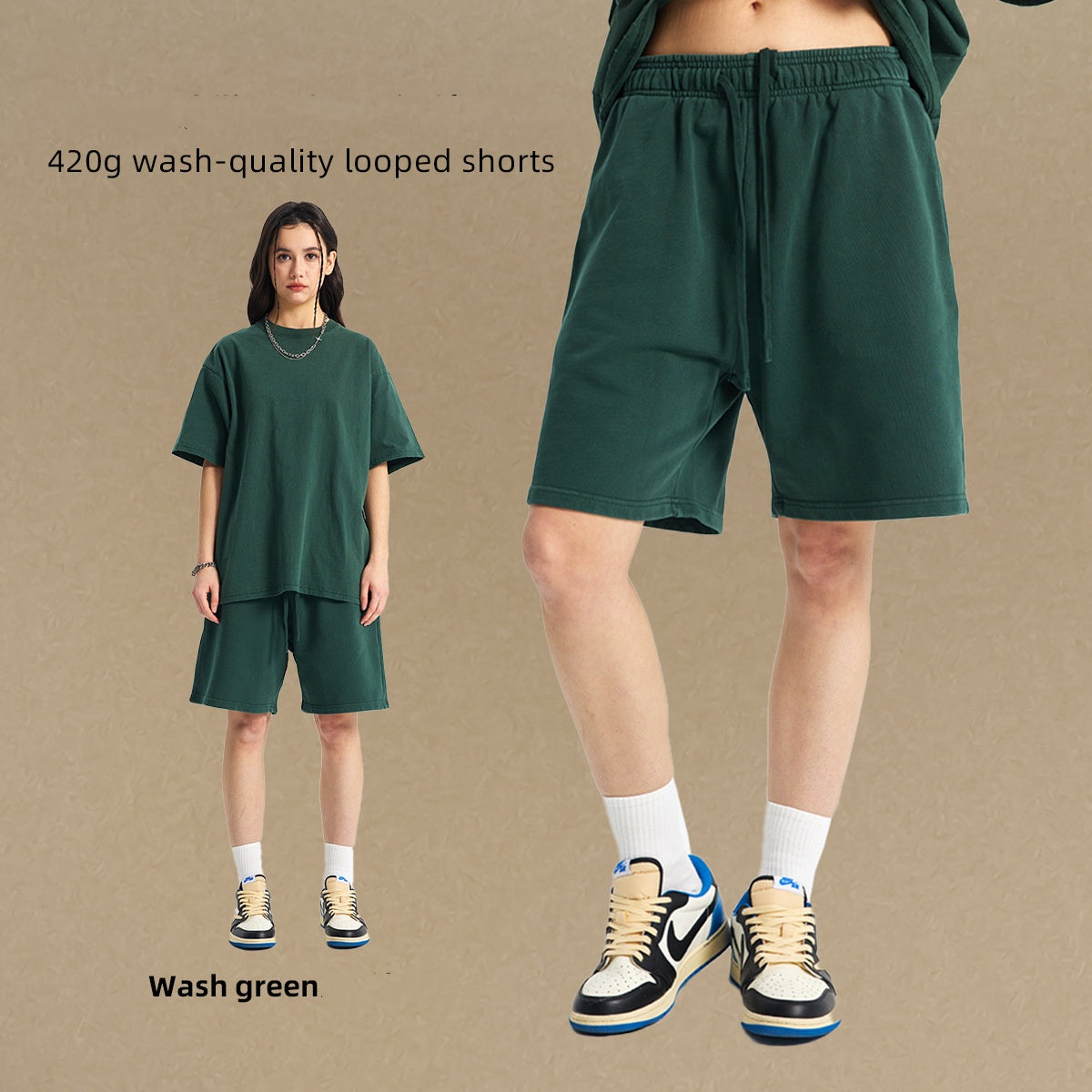 420g wash-quality looped shorts