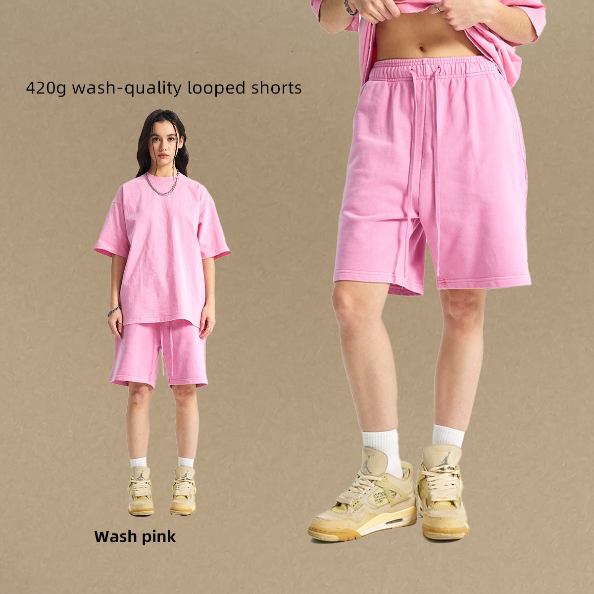 420g wash-quality looped shorts