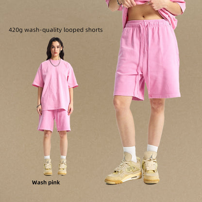 420g wash-quality looped shorts