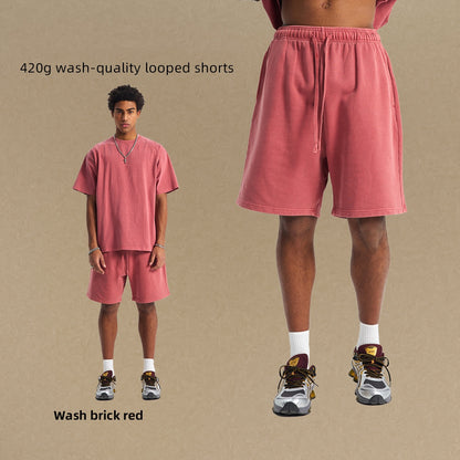 420g wash-quality looped shorts