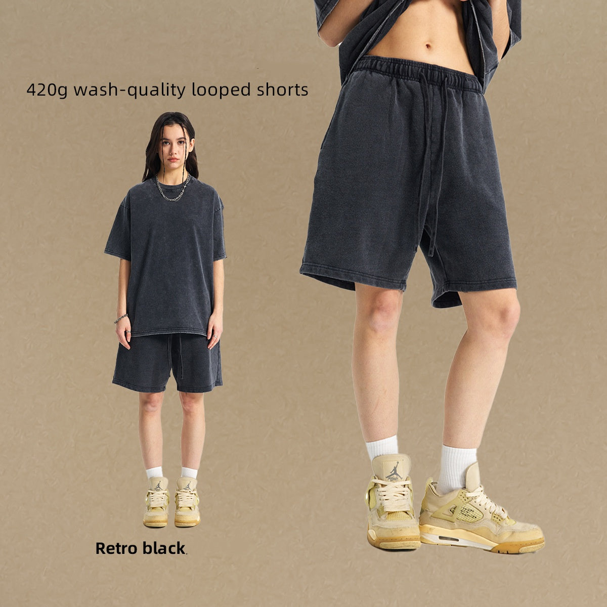 420g wash-quality looped shorts