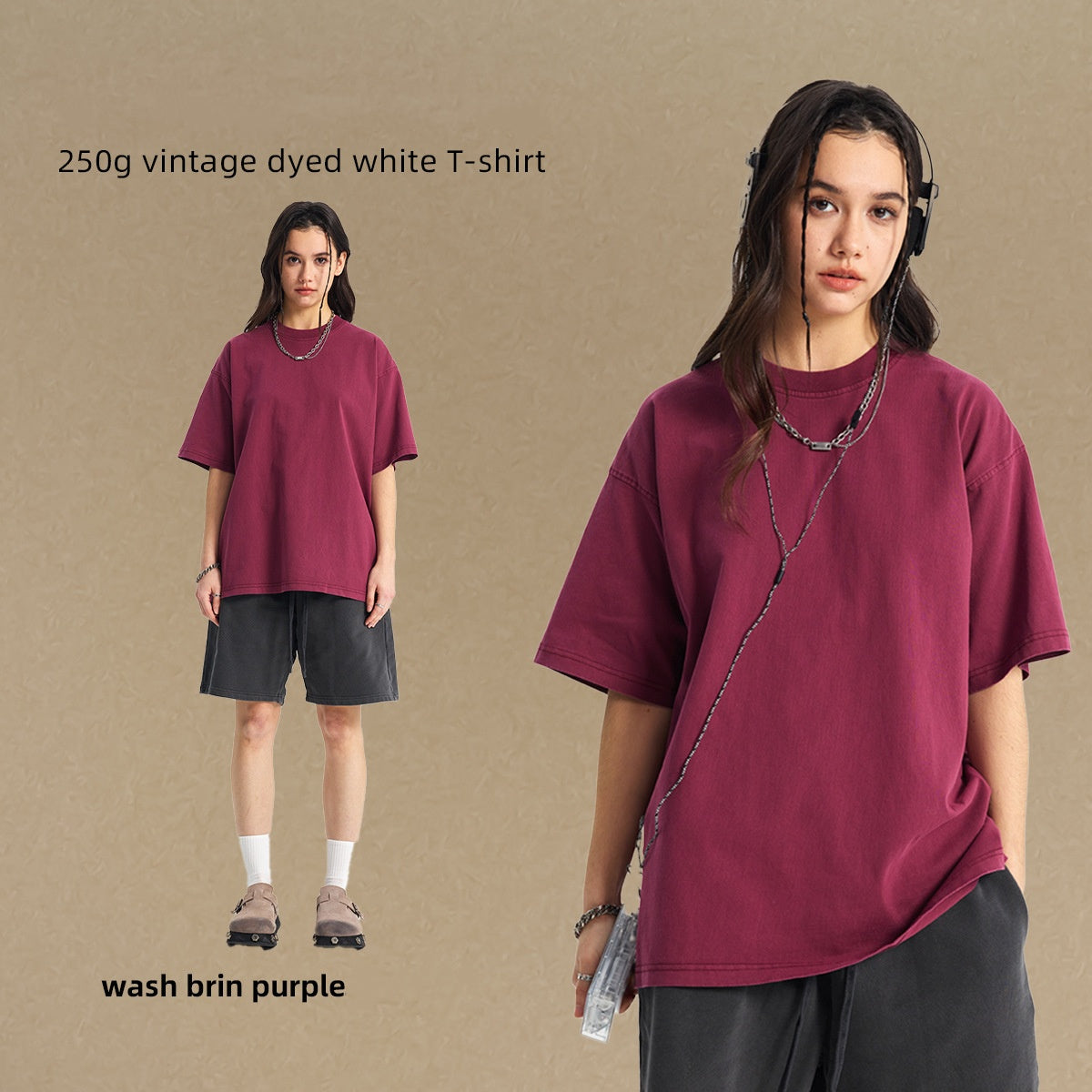 250g vintage dyed white T-shirt