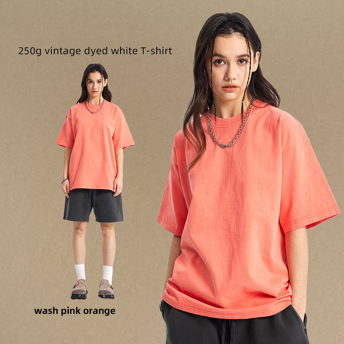 250g vintage dyed white T-shirt