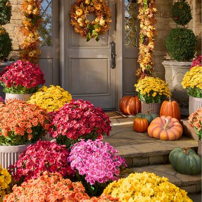 💥Last Day Each - Artificial Outdoor Sunset Mums Flowers - Waterproof, Windproof