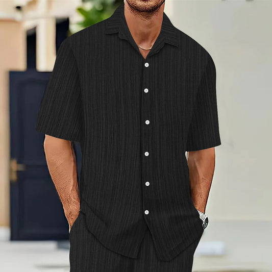 Summer Men's Shirt Casual Loose Short Sleeve T-Shirt Set